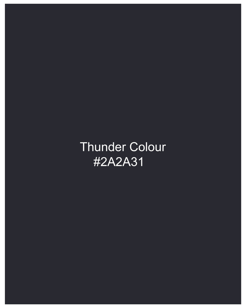 Thunder Navy Blue with Brown Patch Work Premium Cotton Designer Blazer