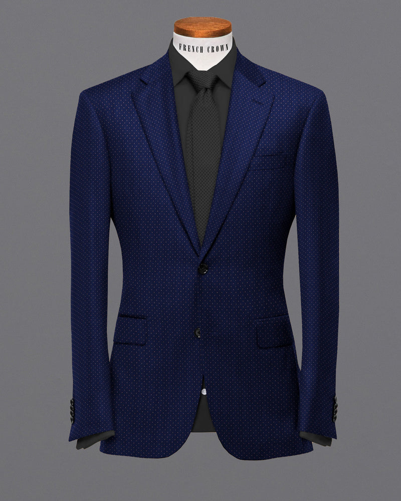 Navy with Metallic dots Jacquard Patterned Micro-Level Velvet finished Premium Designer Tuxedo Blazer