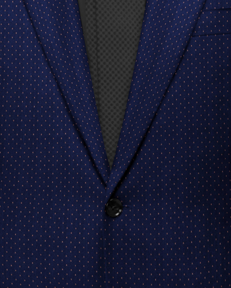 Navy with Metallic dots Jacquard Patterned Micro-Level Velvet finished Premium Designer Tuxedo Blazer