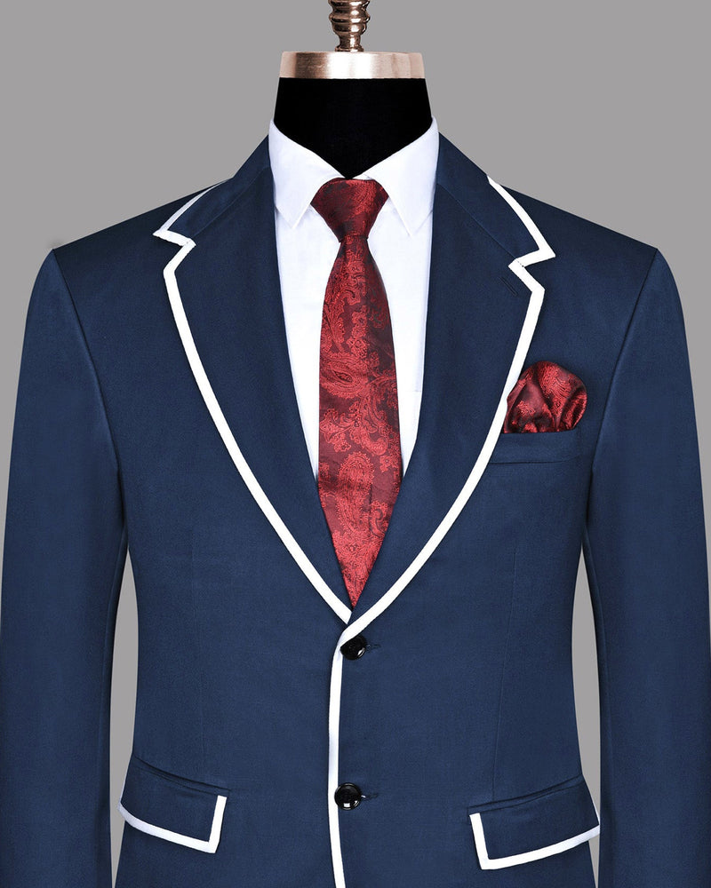 Space Blue with White Border Patterned Blazer BL429WOL-50, BL429WOL-36, BL429WOL-46, BL429WOL-58, BL429WOL-44, BL429WOL-48, BL429WOL-42, BL429WOL-54, BL429WOL-40, BL429WOL-38, BL429WOL-52, BL429WOL-60, BL429WOL-56