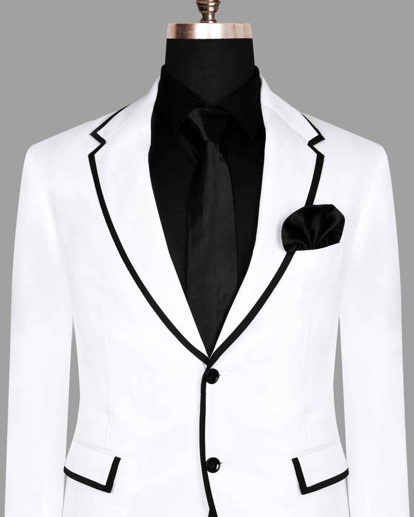 White with Black Border Patterned Cotton Blazer BL430BOL-36, BL430BOL-38, BL430BOL-44, BL430BOL-40, BL430BOL-58, BL430BOL-42, BL430BOL-46, BL430BOL-60, BL430BOL-52, BL430BOL-54, BL430BOL-50, BL430BOL-56, BL430BOL-48