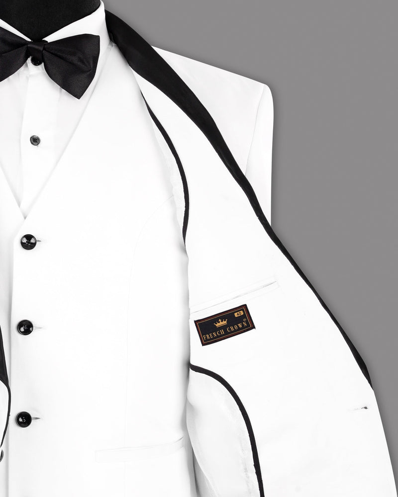 White Cotton Tuxedo Blazer