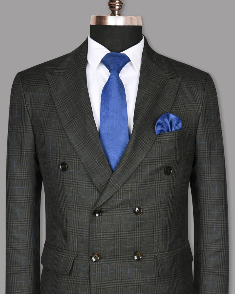 Charcoal Plaid Wool Blend Double Breasted Blazer BL767DB-36, BL767DB-52, BL767DB-54, BL767DB-48, BL767DB-56, BL767DB-42, BL767DB-58, BL767DB-38, BL767DB-40, BL767DB-60, BL767DB-44, BL767DB-46, BL767DB-50