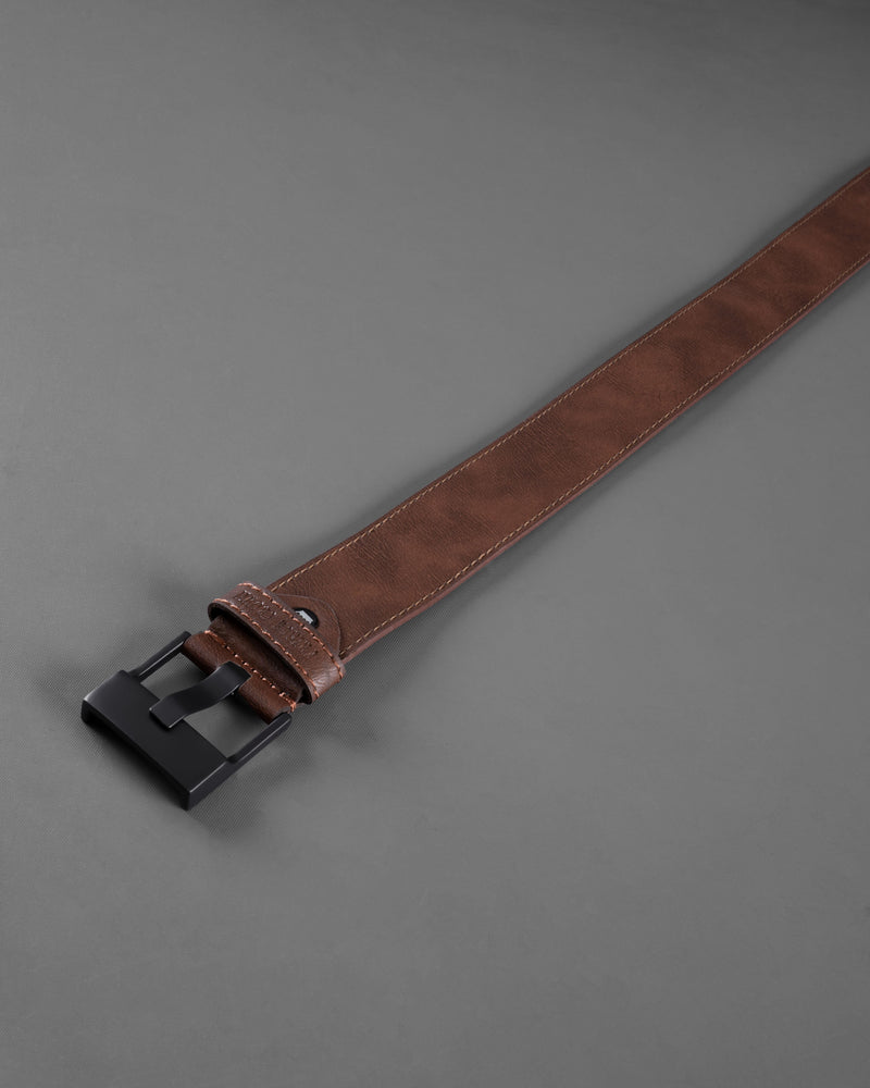 Tan Brown with Jade Black Buckle Leather Free Lightweight Handcrafted Belt BT105-28, BT105-30, BT105-32, BT105-34, BT105-36, BT105-38