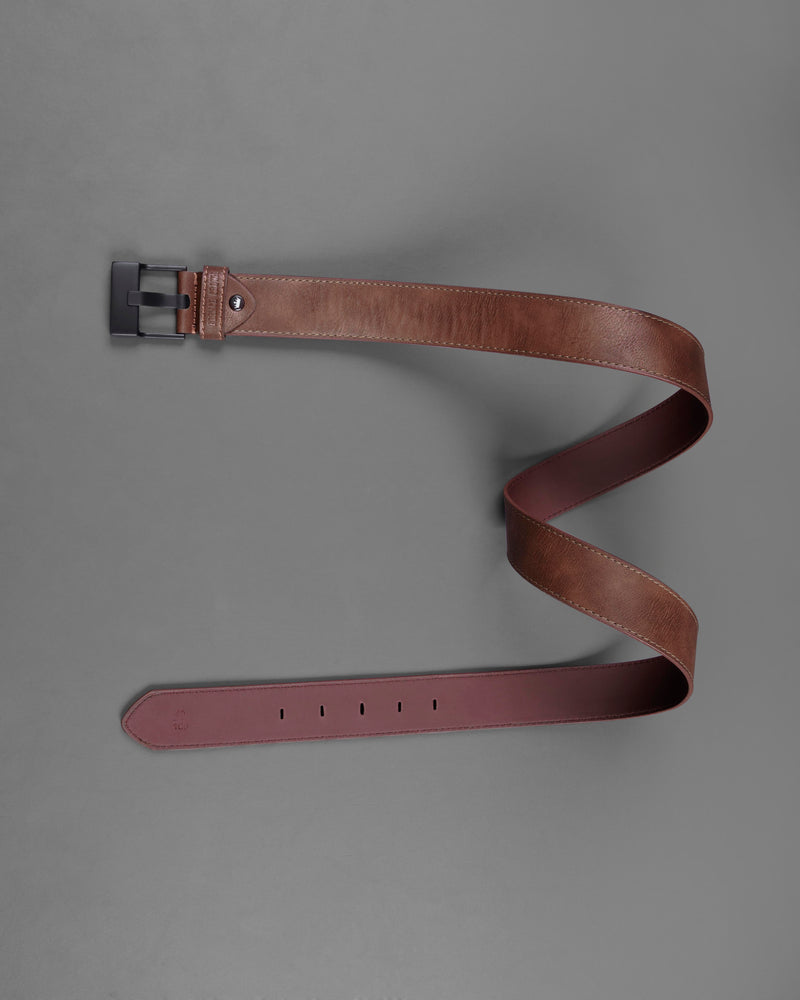 Tan Brown with Jade Black Buckle Leather Free Lightweight Handcrafted Belt BT105-28, BT105-30, BT105-32, BT105-34, BT105-36, BT105-38