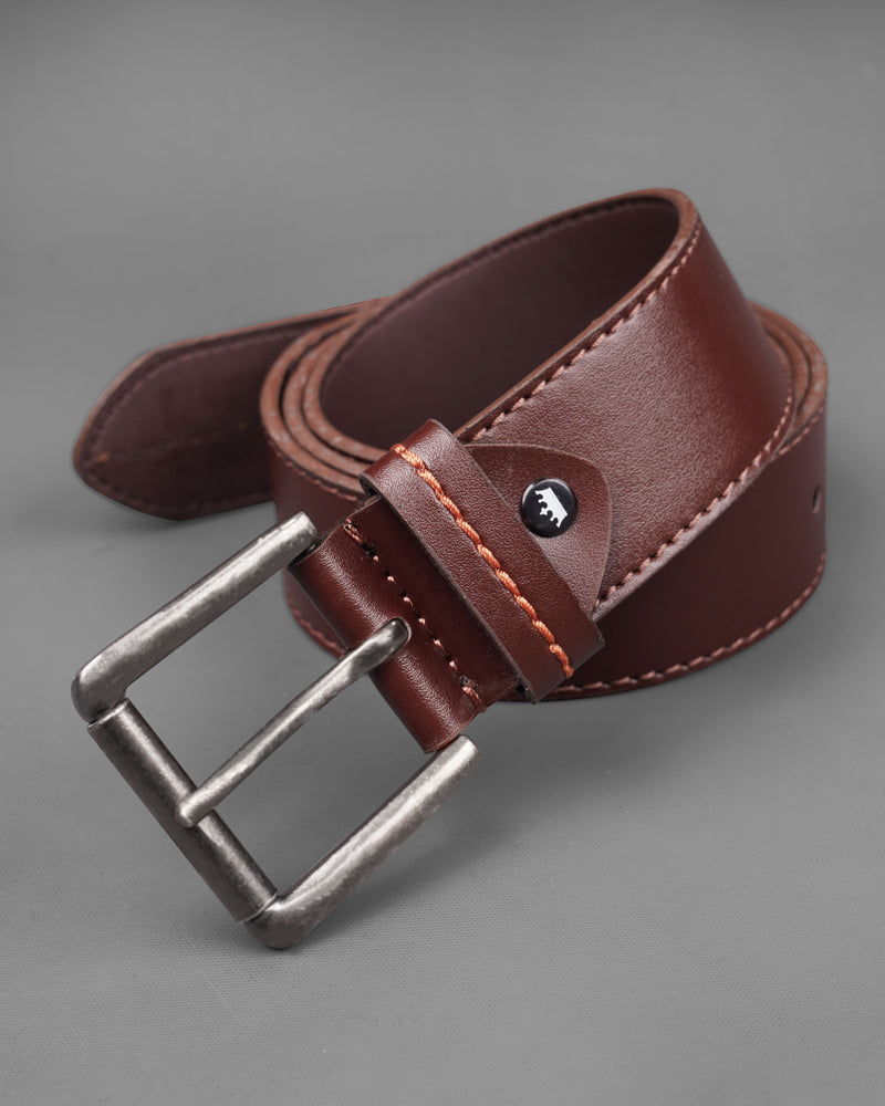 Tan Brown with Metallic Buckle Leather Free Lightweight Handcrafted Belt BT107-28, BT107-30, BT107-32, BT107-34, BT107-36, BT107-38