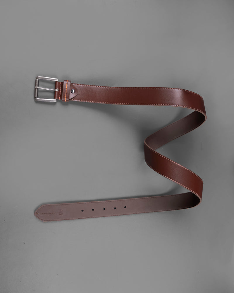 Tan Brown with Metallic Buckle Leather Free Lightweight Handcrafted Belt BT107-28, BT107-30, BT107-32, BT107-34, BT107-36, BT107-38