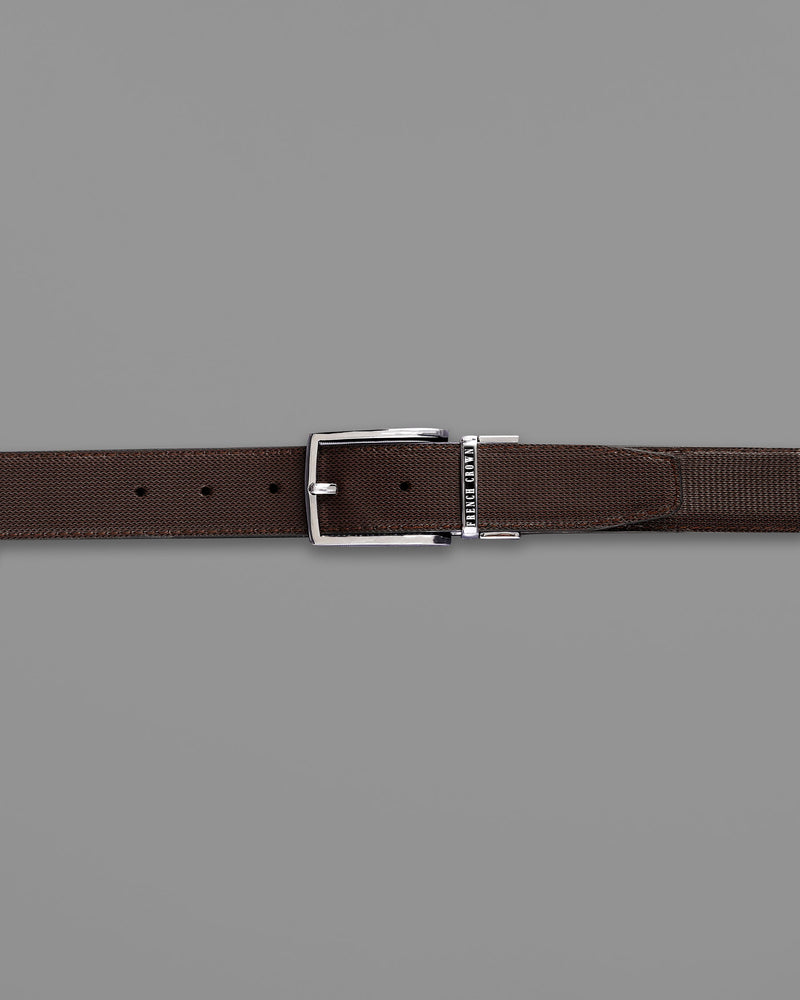 Silver  buckled Subtle Textured Reversible jade Black and Brown Vegan Leather Handcrafted Belt