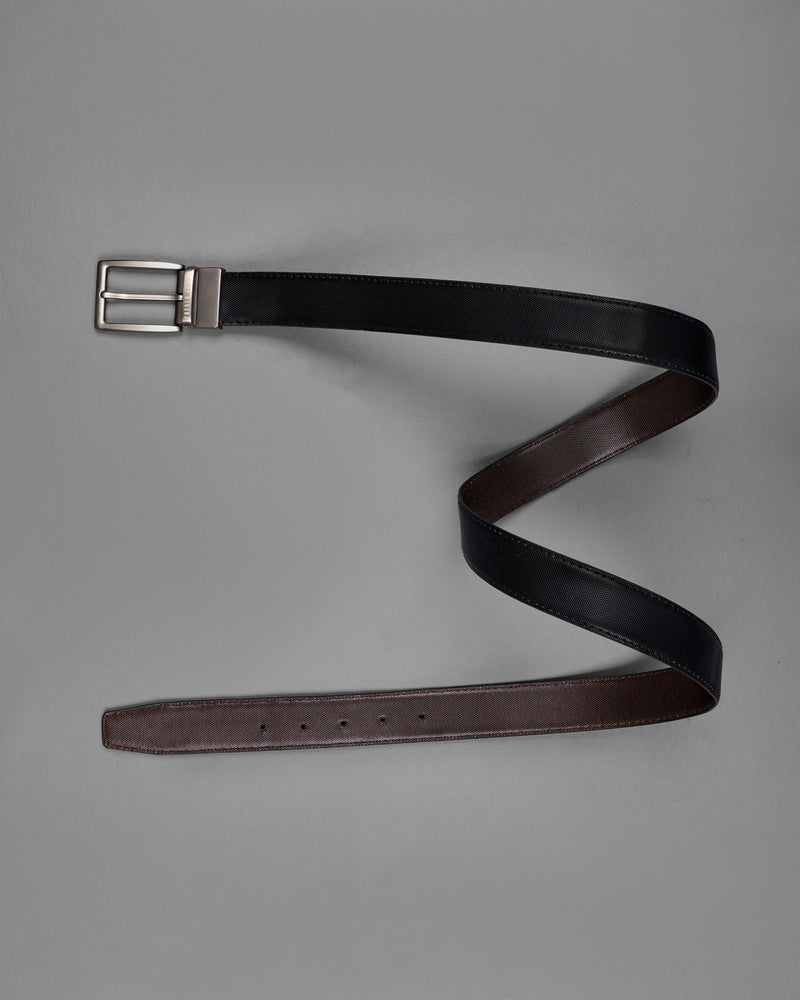 Silver Buckle with Jade Black and Brown Leather Free Handcrafted Reversible Belt BT053-28, BT053-30, BT053-32, BT053-34, BT053-36, BT053-38