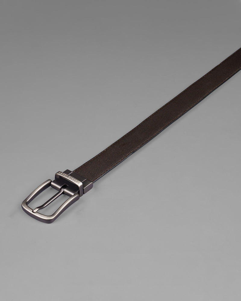 Silver Metallic Buckle Glossy Finish with Jade Black and Brown Leather Free Handcrafted Reversible Belt BT055-28, BT055-30, BT055-32, BT055-34, BT055-36, BT055-38 