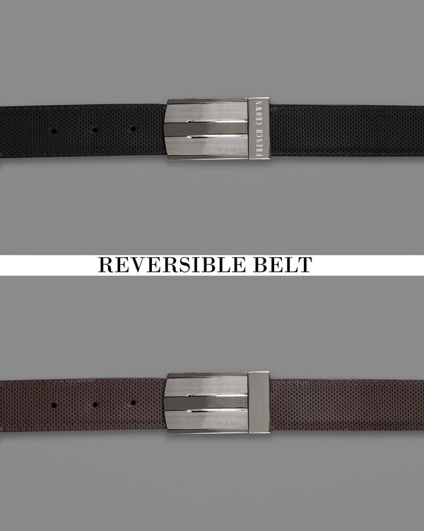 Silver Box Buckle with Jade Black and Brown Leather Free Handcrafted Reversible Belt BT060-28, BT060-30, BT060-32, BT060-34, BT060-36, BT060-38