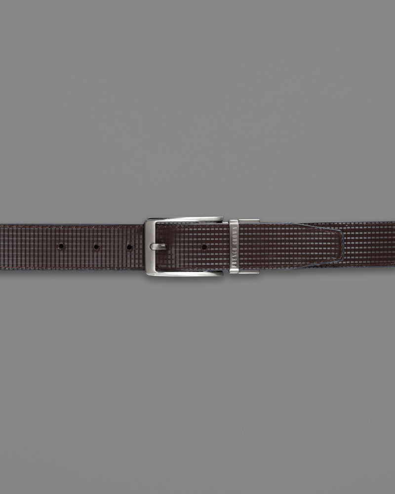 Silver Shiny Buckle with Jade Black and Brown Leather Free Handcrafted Reversible Belt