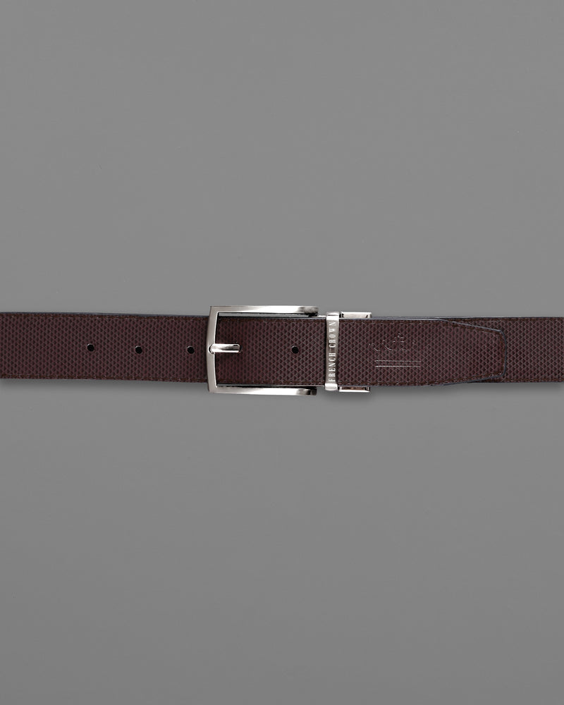 Silver Metallic Shiny Buckle with Jade Black and Brown Leather Free Handcrafted Reversible Belt BT069-28, BT069-30, BT069-32, BT069-34, BT069-36, BT069-38