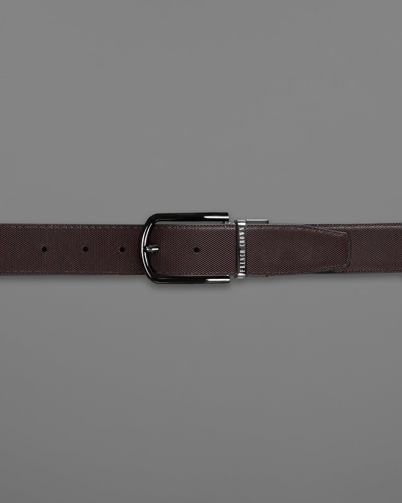 Black with Silver Shiny Buckle Jade Black and Brown Leather Free Handcrafted Reversible Belt