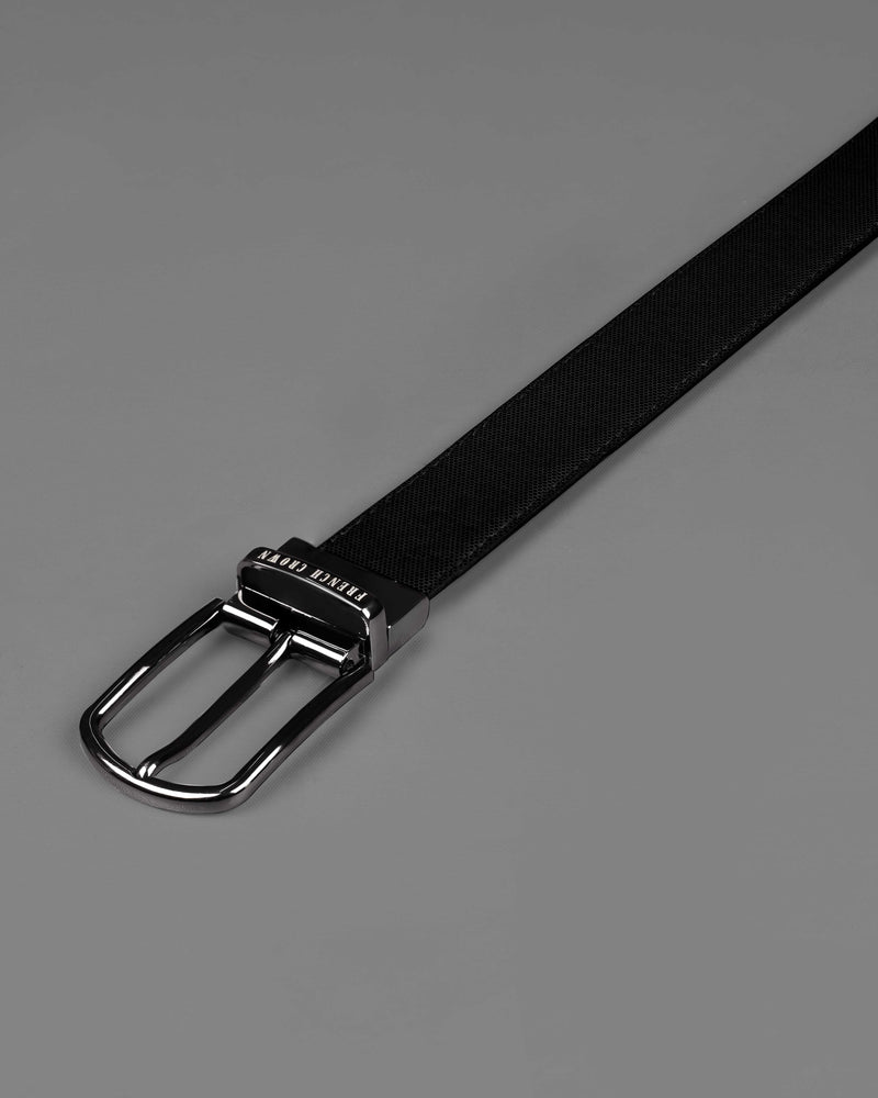 Black with Silver Shiny Buckle Jade Black and Brown Leather Free Handcrafted Reversible Belt BT081-28, BT081-30, BT081-32, BT081-34, BT081-36, BT081-38