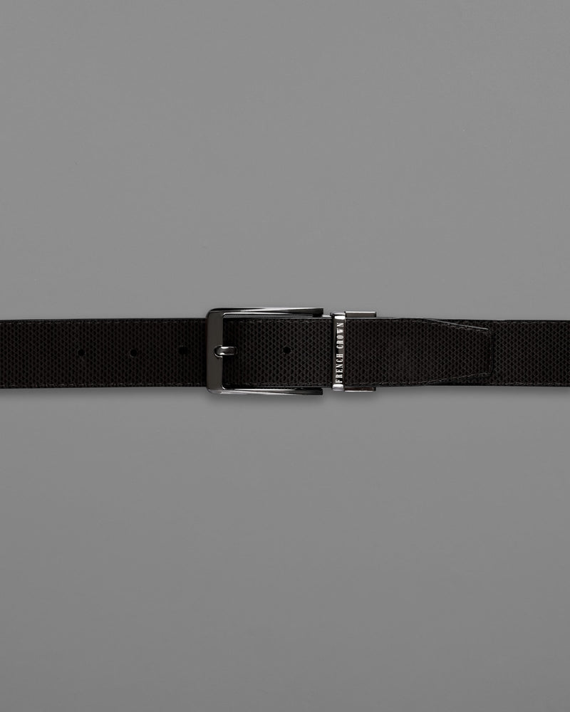 Metallic Black and Silver Buckle with Jade Black and Brown Leather Free Handcrafted Reversible Belt BT083-28, BT083-30, BT083-32, BT083-34, BT083-36, BT083-38
