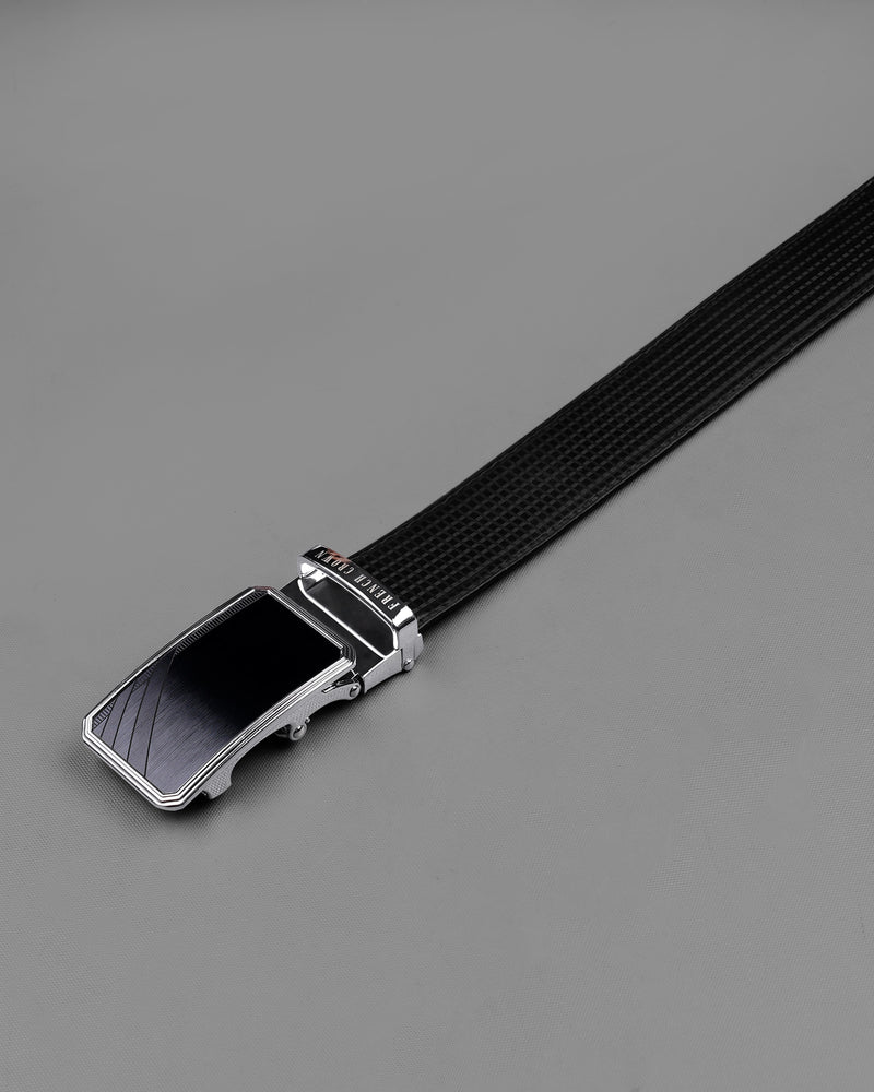 Designer Silver and Black Buckle with Jade Black and Brown Leather Free Handcrafted Reversible Belt BT089-28, BT089-30, BT089-32, BT089-34, BT089-36, BT089-38