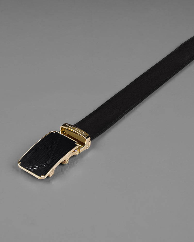 Designer Black and Golden Buckle Matte Finish with Jade Black and Brown Leather Free Handcrafted Reversible Belt BT092-28, BT092-30, BT092-32, BT092-34, BT092-36, BT092-38