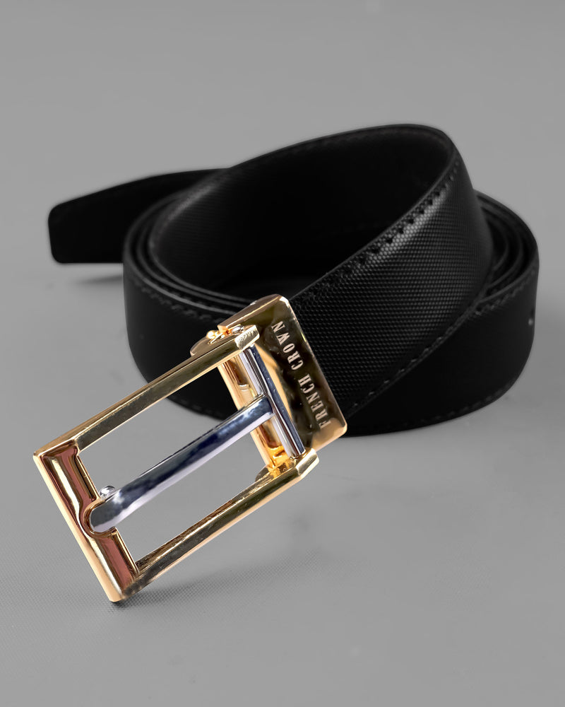 Gold Buckle Matt Finish with Jade Black and Brown Leather Free Handcrafted Reversible Belt