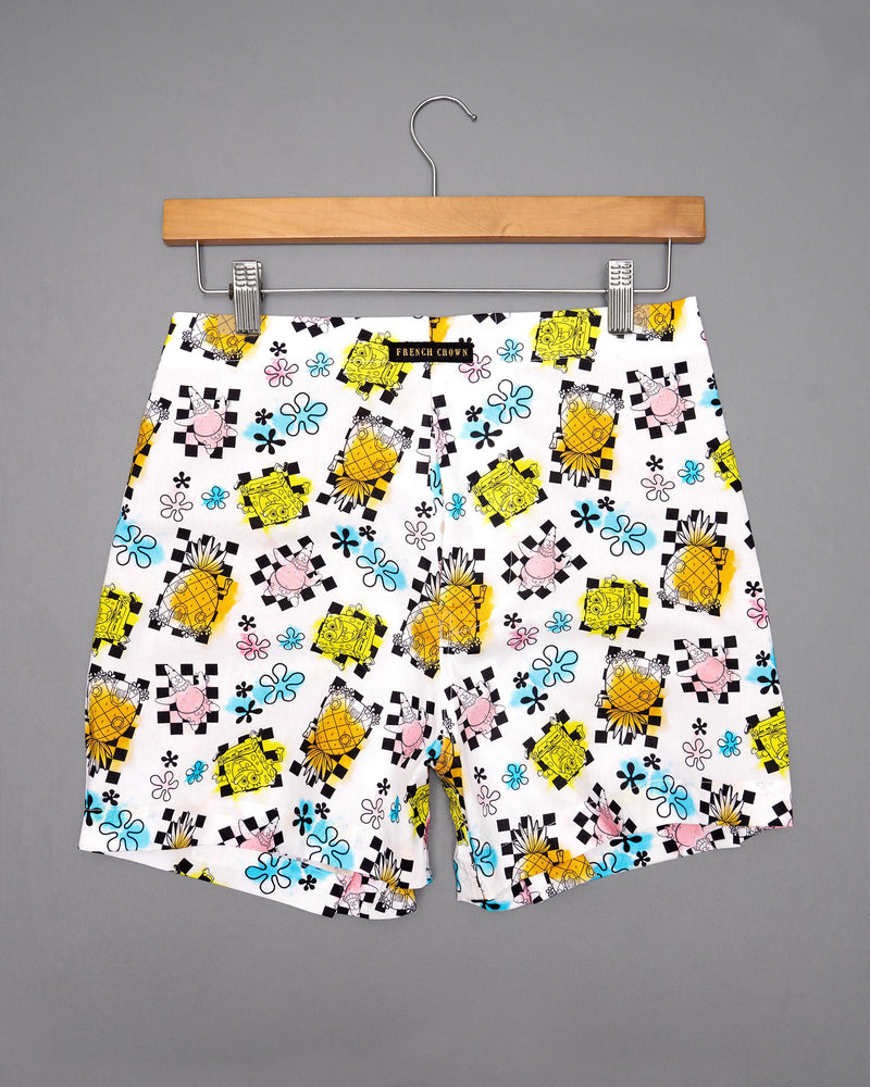 Milky White Premium Cotton Printed Boxers BX379-01-28, BX379-01-30, BX379-01-32, BX379-01-34, BX379-01-36, BX379-01-38, BX379-01-40, BX379-01-42, BX379-01-44