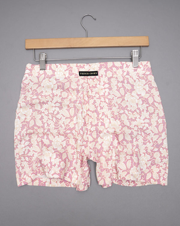 Blossom Pink Flowers Printed Tencel Boxers BX387-02-28, BX387-02-30, BX387-02-32, BX387-02-34, BX387-02-36, BX387-02-38, BX387-02-40, BX387-02-42, BX387-02-44