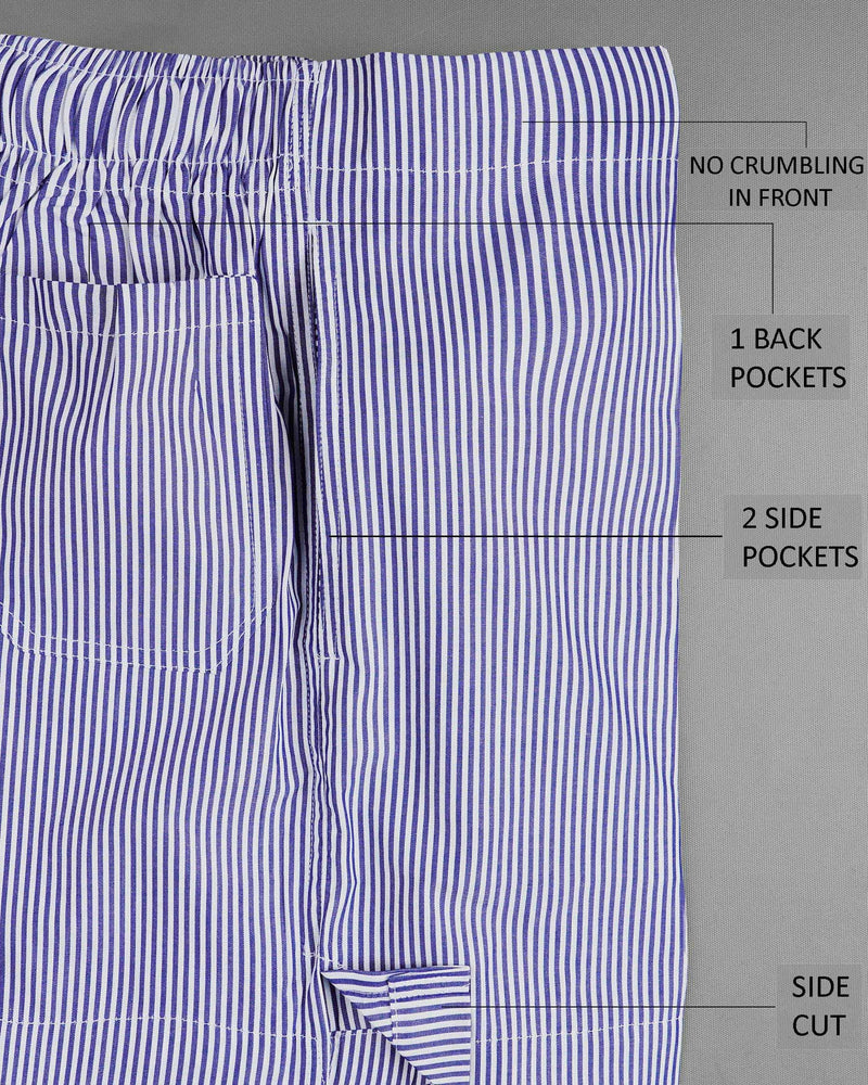 Chambray Blue and White Pin Striped Premium Cotton Boxers BX400-02-28, BX400-02-30, BX400-02-32, BX400-02-34, BX400-02-36, BX400-02-38, BX400-02-40, BX400-02-42, BX400-02-44