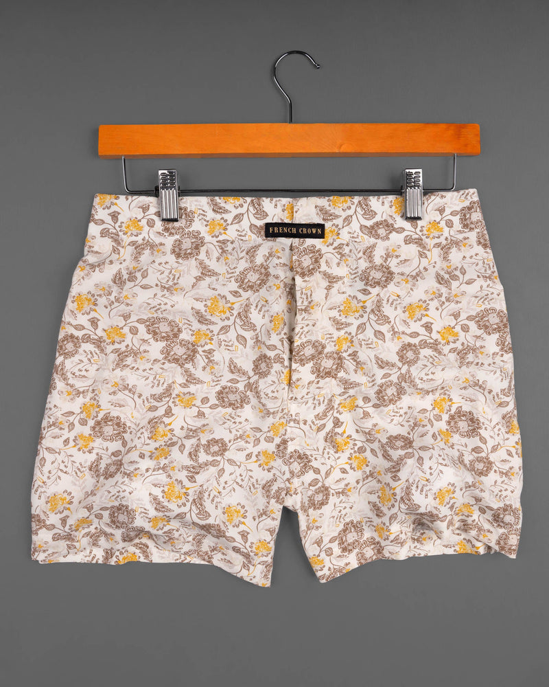 Timberwolf Beige Floral Printed Premium Tencel Boxers BX405-01-28, BX405-01-30, BX405-01-32, BX405-01-34, BX405-01-36, BX405-01-38, BX405-01-40, BX405-01-42, BX405-01-44