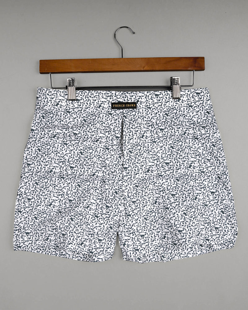 Jade Black and White Leaves Printed with Bright White Polka Dotted Premium Cotton Boxers BX406-28, BX406-30, BX406-32, BX406-34, BX406-36, BX406-38, BX406-40, BX406-42, BX406-44