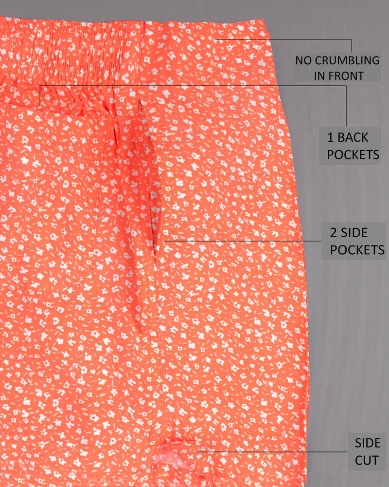 Bittersweet Orange Ditsy Printed Tencel Boxers BX407-02-28, BX407-02-30, BX407-02-32, BX407-02-34, BX407-02-36, BX407-02-38, BX407-02-40, BX407-02-42, BX407-02-44