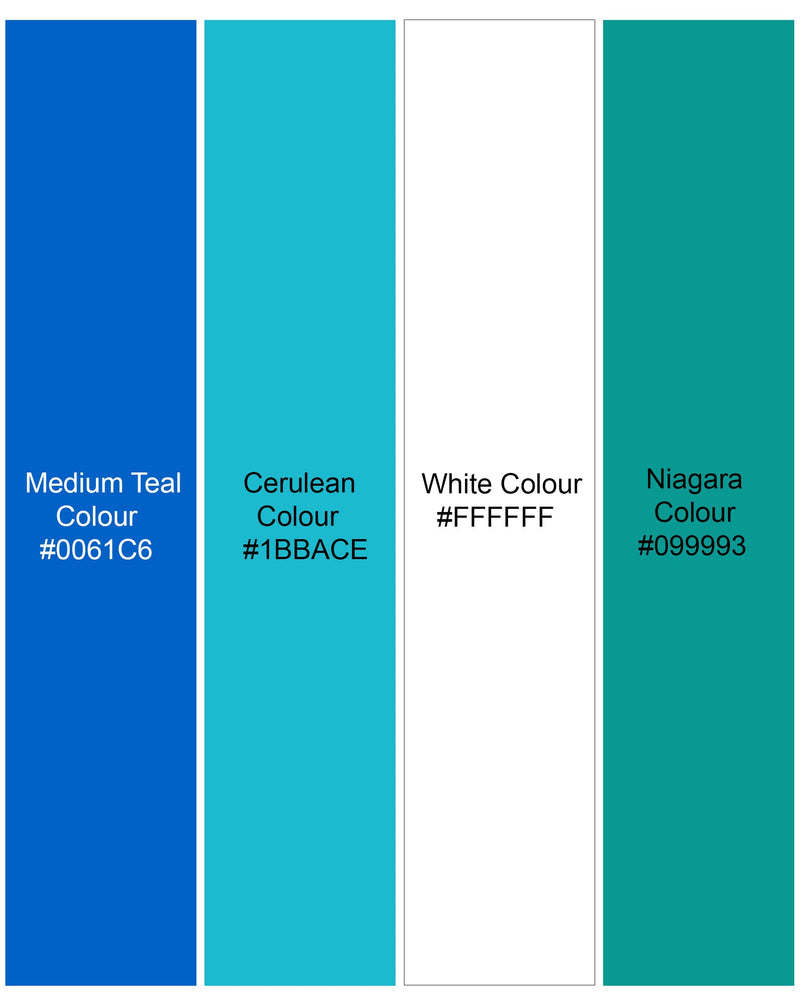 Medium Teal Blue and White Printed with Bigstone Navy Blue and White Printed Premium Cotton Boxers CBX408-28, CBX408-30, CBX408-32, CBX408-34, CBX408-36, CBX408-38, CBX408-40, CBX408-42, CBX408-44