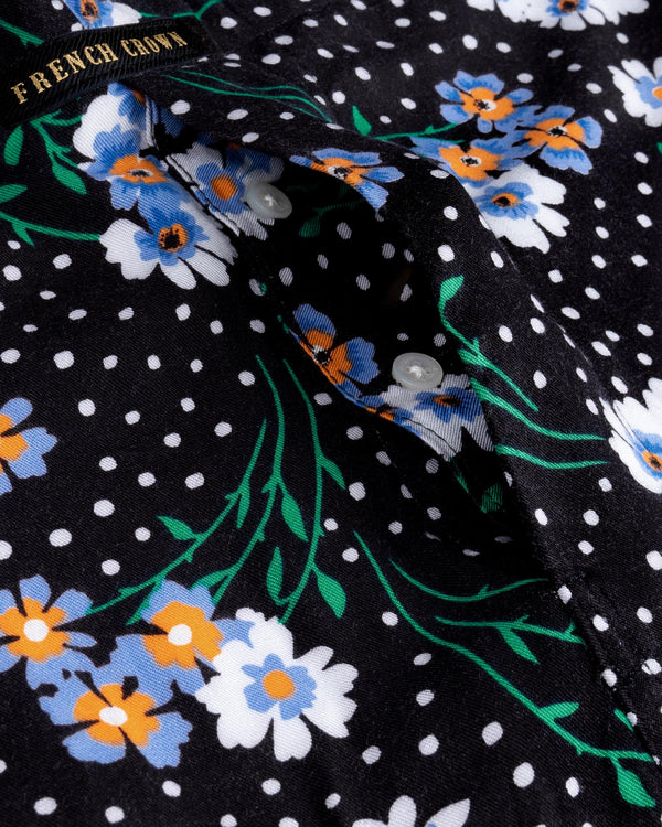 Jade Black Floral Printed and Polka Dotted Premium Tencel Boxers BX409-01-28, BX409-01-30, BX409-01-32, BX409-01-34, BX409-01-36, BX409-01-38, BX409-01-40, BX409-01-42, BX409-01-44