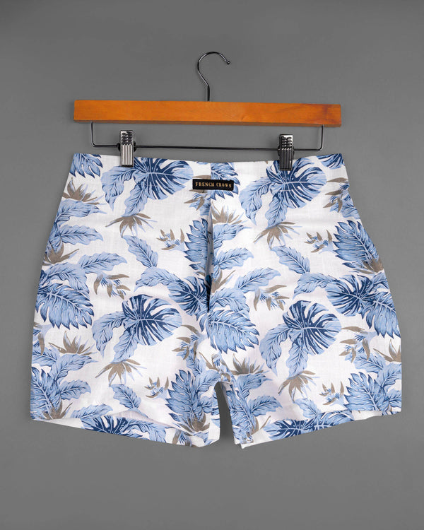 Bright White Tropical Printed Linen Dobby Boxers BX414-02-28, BX414-02-30, BX414-02-32, BX414-02-34, BX414-02-36, BX414-02-38, BX414-02-40, BX414-02-42, BX414-02-44