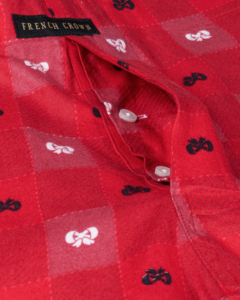 Cardinal Red with Pastel Pink Windowpane Twill Premium Cotton Boxers