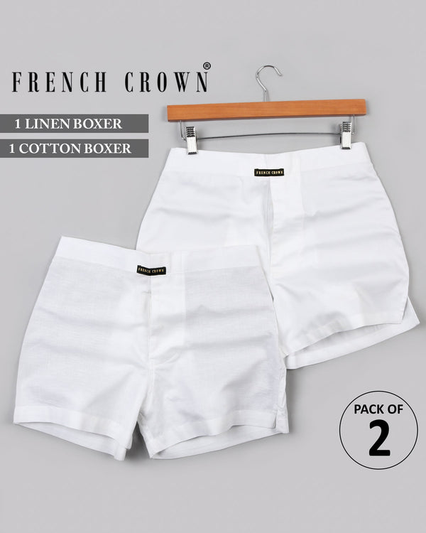 White Cotton and White Premium Linen Boxers BX012-30, BX012-28, BX012-36, BX012-40, BX012-32, BX012-38, BX012-44, BX012-42, BX012-34