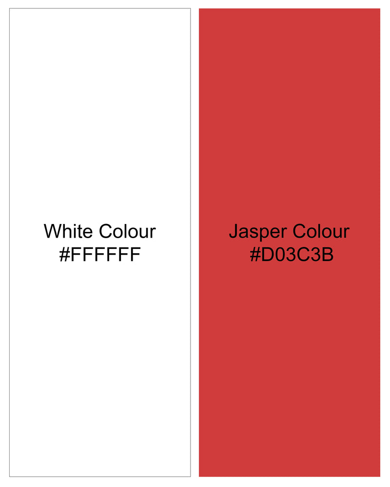 Bright White with Jasper Red Floral Printed Premium Cotton Boxers