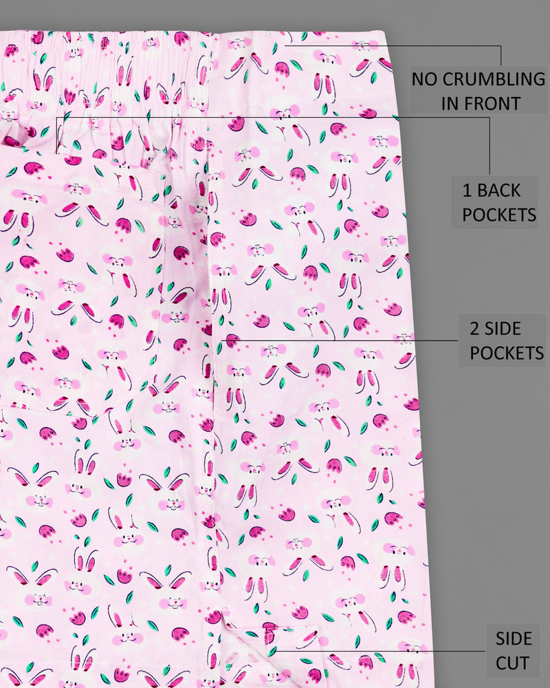 Azalea Pink Floral Printed Premium Cotton Boxers