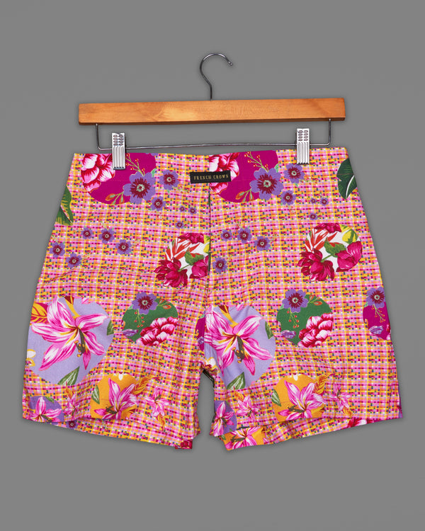 Amarnath Pink with Como Green Tropical Printed Premium Cotton Boxers