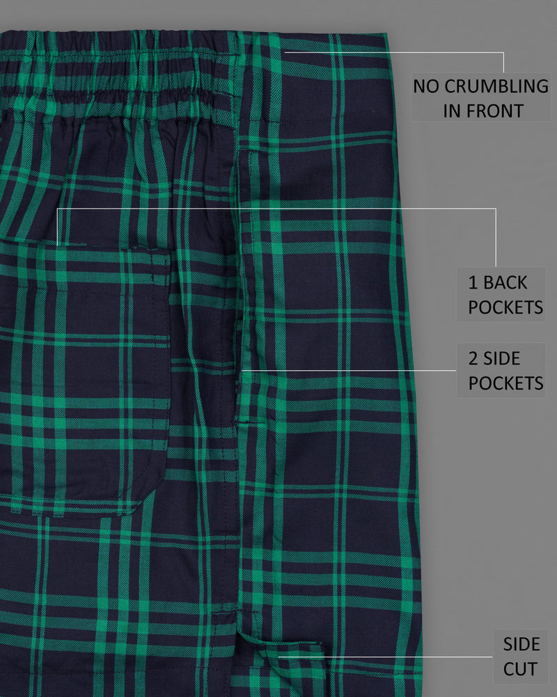 Mirage Navy Blue with Green Plaid and Venetian Red with Boysenberry Pink Windowpane Twill Premium Cotton Boxers