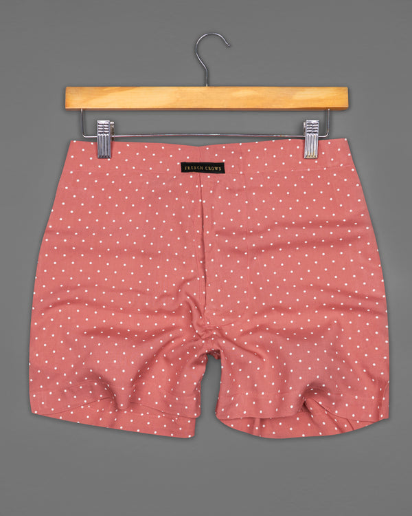 Burning Peach Polka Dotted Premium Tencel And Venetian Red with Boysenberry Pink Windowpane Twill Premium Cotton Boxers