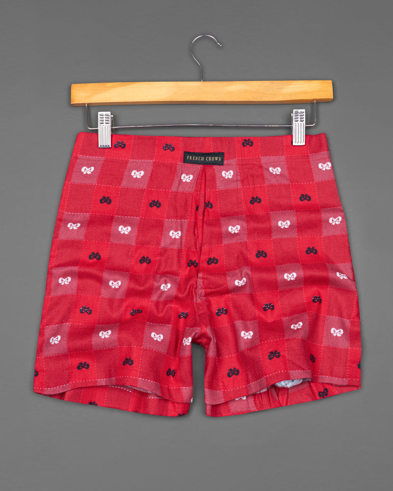 Burning Peach Polka Dotted Premium Tencel And Venetian Red with Boysenberry Pink Windowpane Twill Premium Cotton Boxers