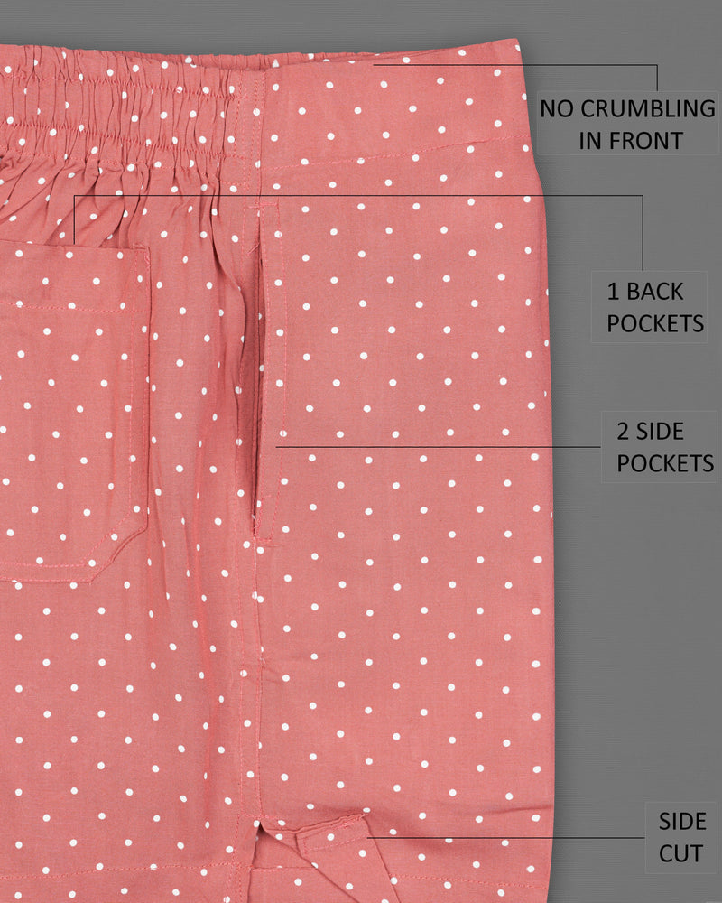 Burning Peach Polka Dotted Premium Tencel And Venetian Red with Boysenberry Pink Windowpane Twill Premium Cotton Boxers