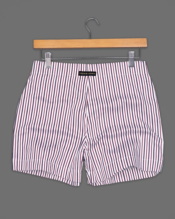 Bright White with Zodiac Blue and Crimson Red Twill Striped Premium Cotton Boxers and Baltic Navy Blue with Celeste Gray Premium Tencel Boxers Combo
