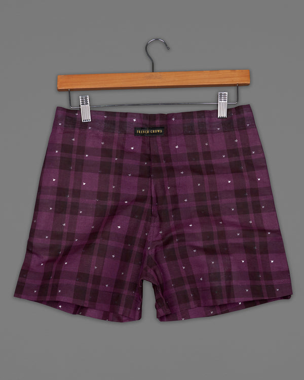 Thunder Maroon with Cosmic Pink Plaid and Gravel Gray Luxurious Linen Boxers