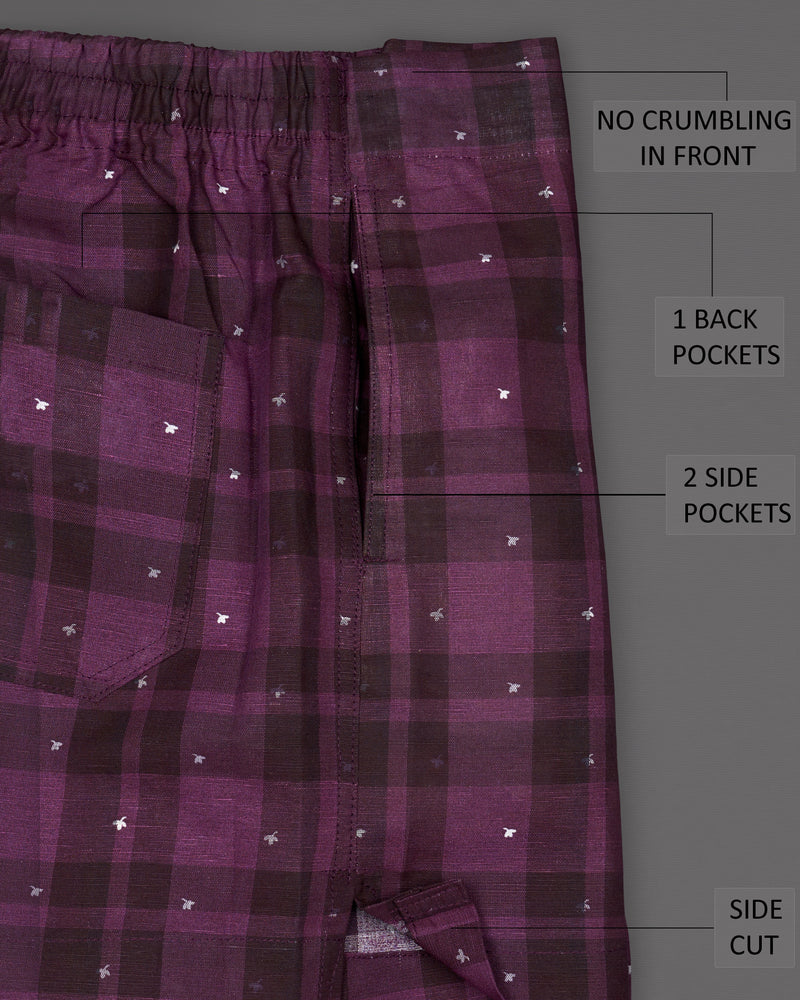 Thunder Maroon with Cosmic Pink Plaid and Gravel Gray Luxurious Linen Boxers