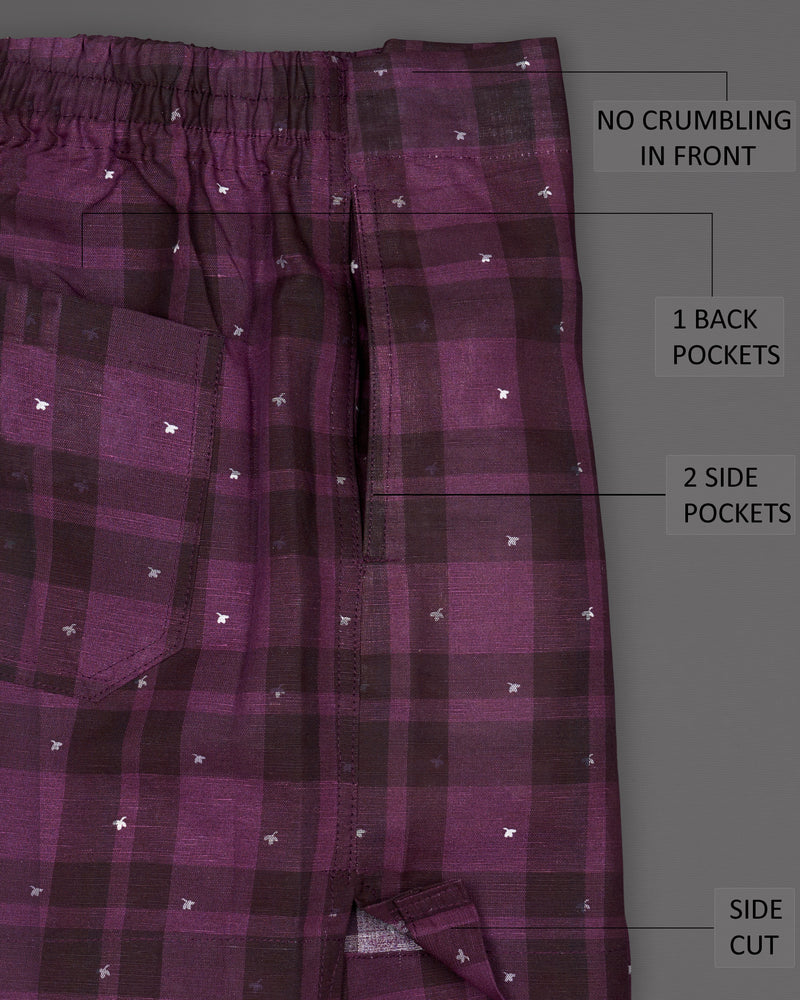 Thunder Maroon with Cosmic Pink Plaid Luxurious Linen Boxers