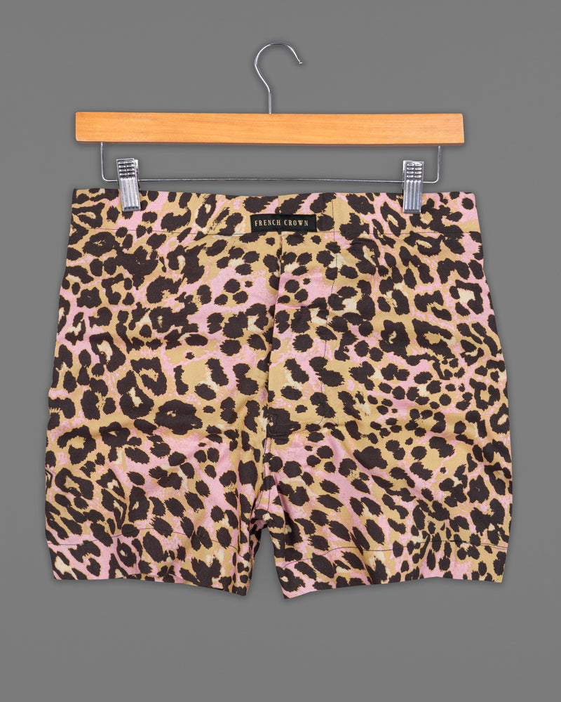Armadillo with Taco Brown and Kawaii Pink Leopard Striped Premium Tencel Boxers