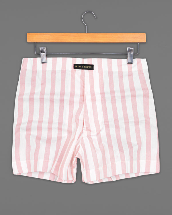 Azalea Pink with White Striped Premium Cotton Boxers