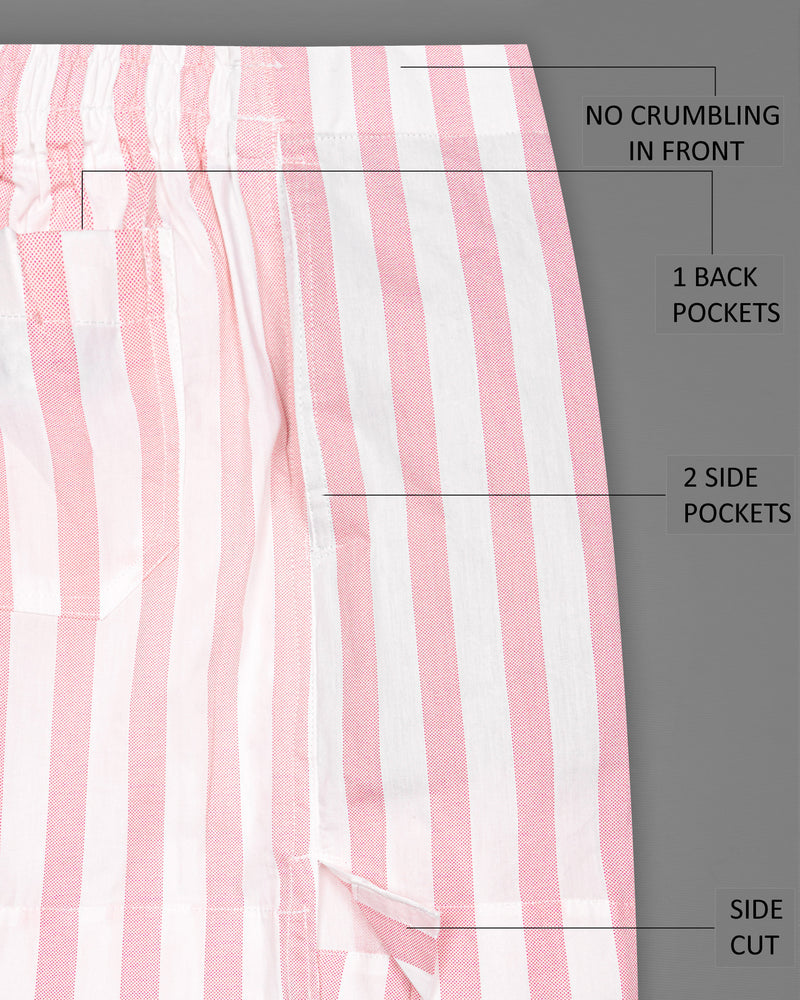 Azalea Pink with White Striped Premium Cotton Boxers