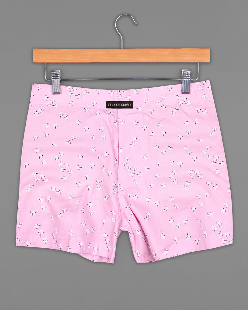 Chambray Blue with Byzantium Pink Rose Printed Twill Premium Cotton Boxers and Chantilly Pink Printed Premium Cotton Boxers Combo