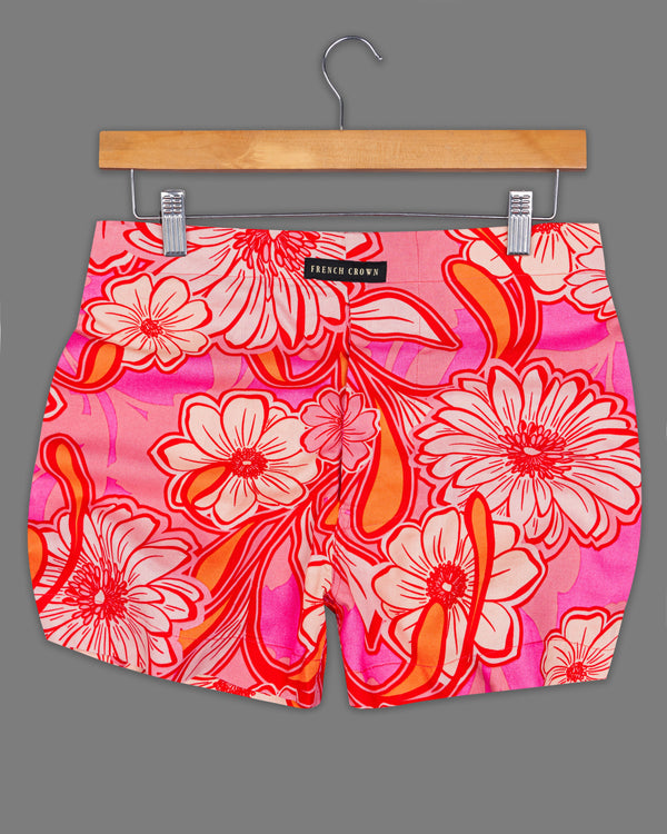 Beauty Bush Beige and Rudy Red Floral Printed Premium Cotton Boxers